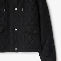 Cropped Quilted Nylon Hooded Jacket in Black - Women | Burberry® Official