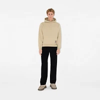 Check Label Cotton Hoodie in Nutmeg - Men | Burberry® Official