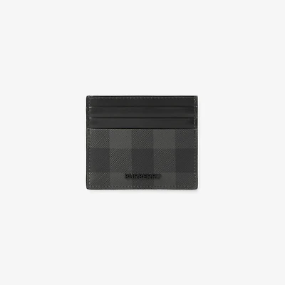 Tall Check Card Case in Charcoal - Men, Canvas | Burberry® Official