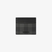 Tall Check Card Case in Charcoal - Men, Canvas | Burberry® Official
