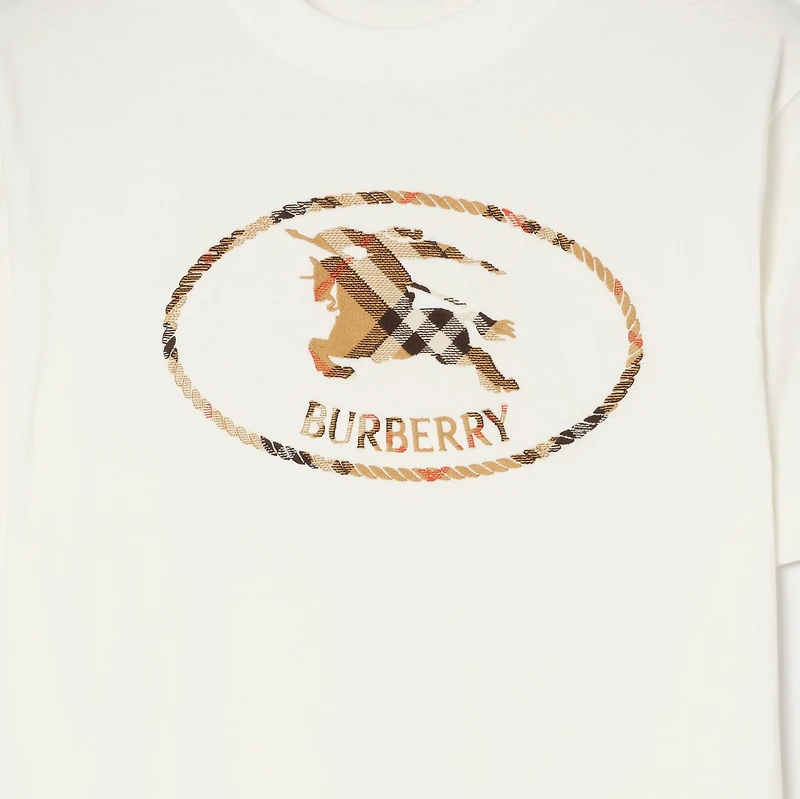 Check Knight Stamp Cotton T-shirt in Chalk white - Men | Burberry® Official