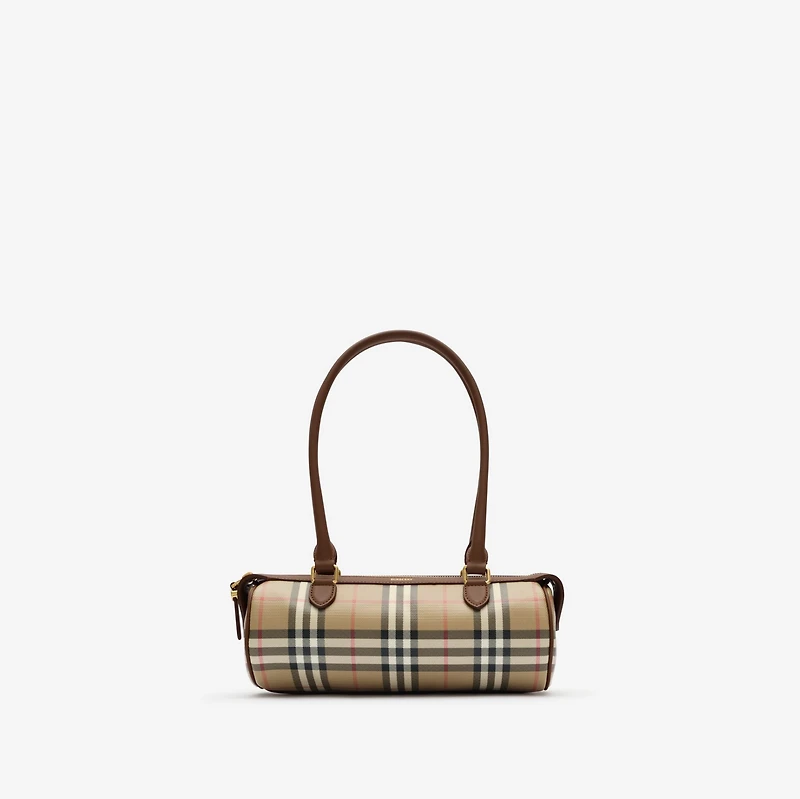 Mini Check Barrel Bag in Archive beige - Women | Burberry® Official