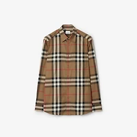 Check Stretch Cotton Shirt in Taupe brown - Men | Burberry® Official