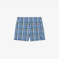 Check Seersucker Swim Shorts in Cornflower blue - Men, Nylon | Burberry® Official