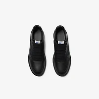 Leather and Check Terrace Sneakers​ in Black/storm blue - Men | Burberry® Official