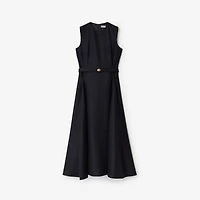 Belted Check Wool Dress in Navy blue - Women | Burberry® Official