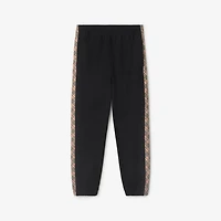 Check Trim Cotton Jogging Pants in Black - Men | Burberry® Official