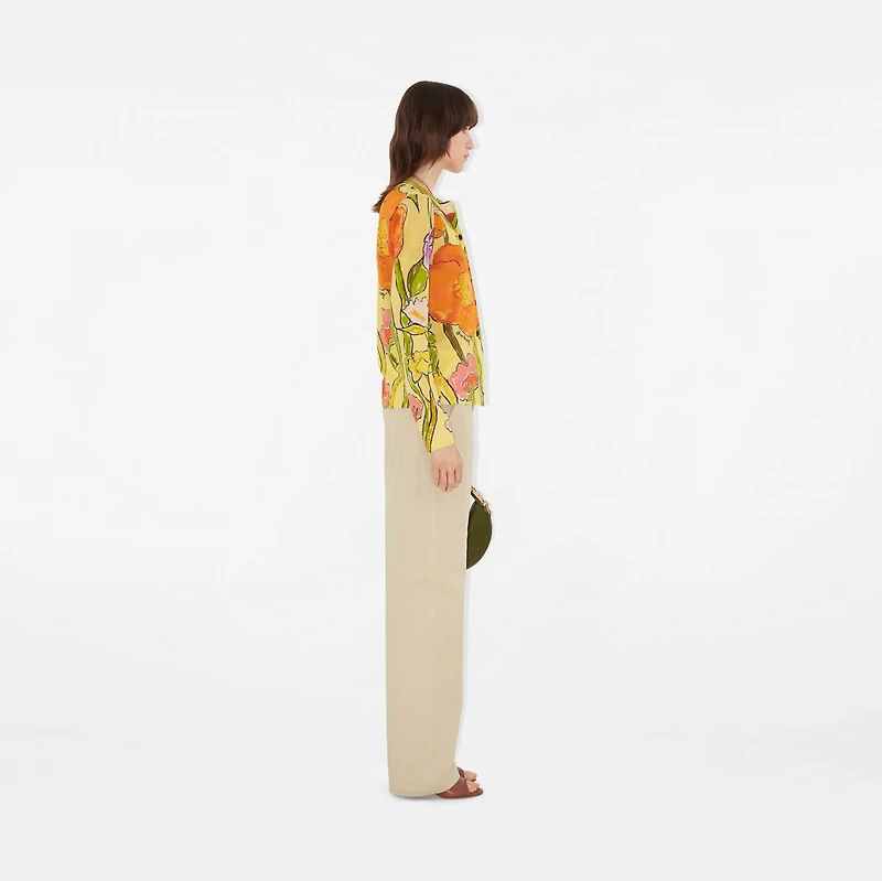 Highgrove Cascading Flowers Wool Cardigan in Yellow - Women | Burberry® Official