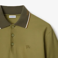 Logo Collar Cotton Polo Shirt in Estate green - Men | Burberry® Official