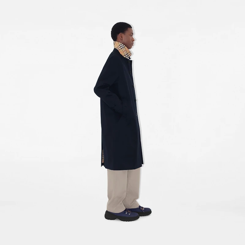 Long Camden Heritage Car Coat in Coal blue - Men, Cotton Gabardine | Burberry® Official