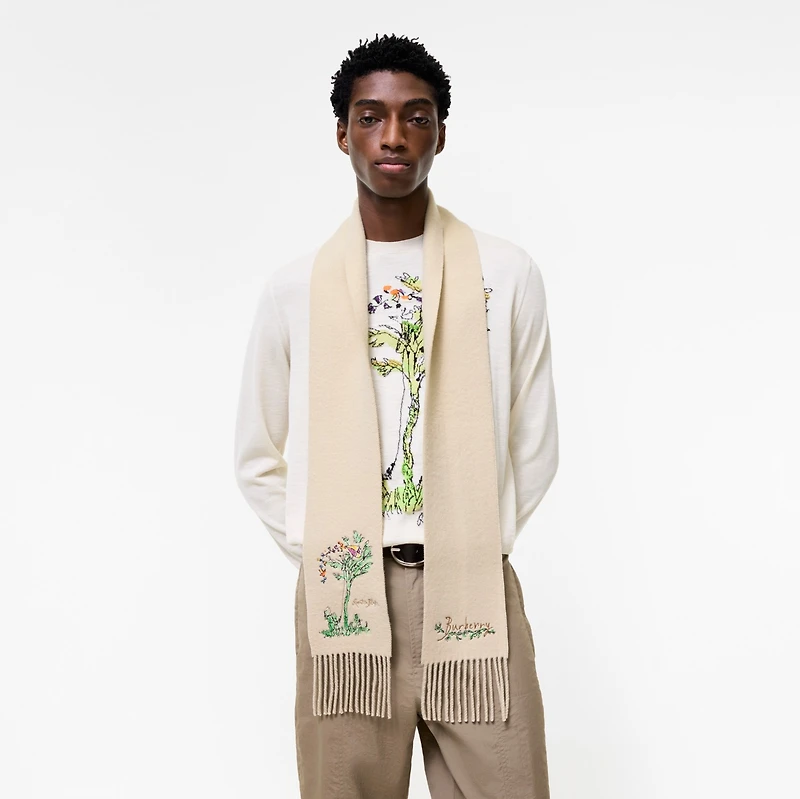 Narrow Brave Little Tree Cashmere Scarf in Nutmeg beige | Burberry® Official