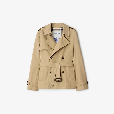 Cotton Blend Trench Jacket in Beige - Women, Cotton Gabardine | Burberry® Official