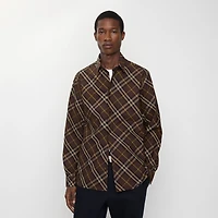 Relaxed Fit Check Cotton Shirt in Truffle brown - Men | Burberry® Official