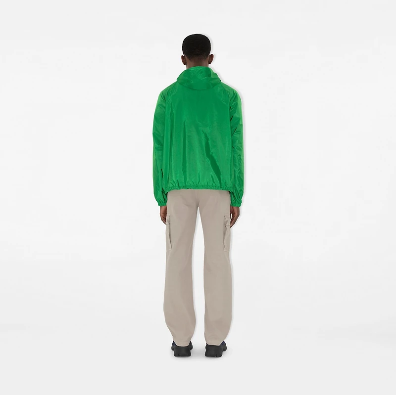 Checker-tape Nylon Hooded Jacket in Caterpillar green - Men | Burberry® Official