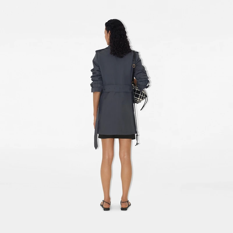 Short Cotton Blend Trench Coat in Magnet - Women, Tropical Gabardine | Burberry® Official