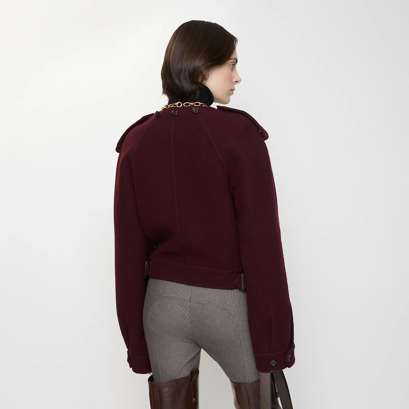 Detachable Scarf Wool Jacket in Wine red - Women | Burberry® Official