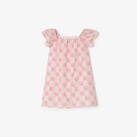 EKD Checkerboard​ Cotton Dress in Peony pink | Burberry® Official