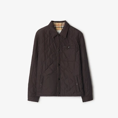 Reversible Quilted Nylon Overshirt in Clove brown - Men | Burberry® Official