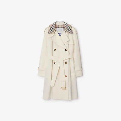 Mid-length Check Collar Castleford Trench Coat in Cotton - Women, Cotton | Burberry® Official
