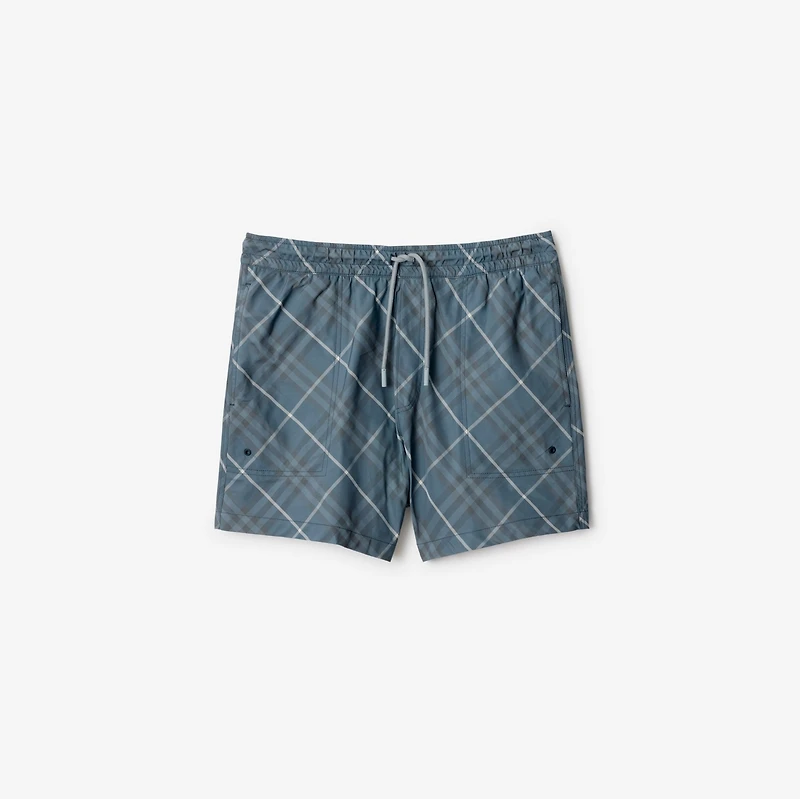 Check Swim Shorts in Pewter - Men, Nylon | Burberry® Official