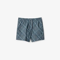 Check Swim Shorts in Pewter - Men, Nylon | Burberry® Official