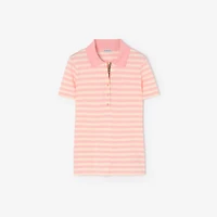 Striped Cotton Polo Shirt in Candy pink/sandstone beige - Women | Burberry® Official