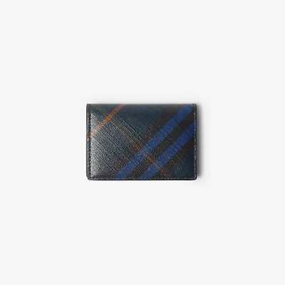 Check Folding Card Case in Midnight - Men, Cotton, Linen | Burberry® Official