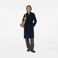 Long Kensington Heritage Trench Coat in Coal blue - Women, Cotton Gabardine | Burberry® Official