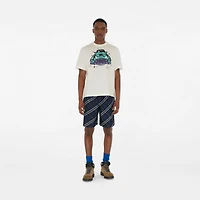 Check Silk Poplin Shorts in Ink blue - Men, Cotton | Burberry® Official