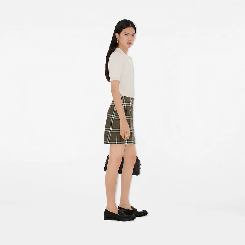Check Bonded Wool Trench Mini Skirt in Shrub/yew - Women, Technical | Burberry® Official