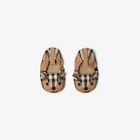 Thomas Bear Check Cotton Booties in Sand beige - Children | Burberry® Official