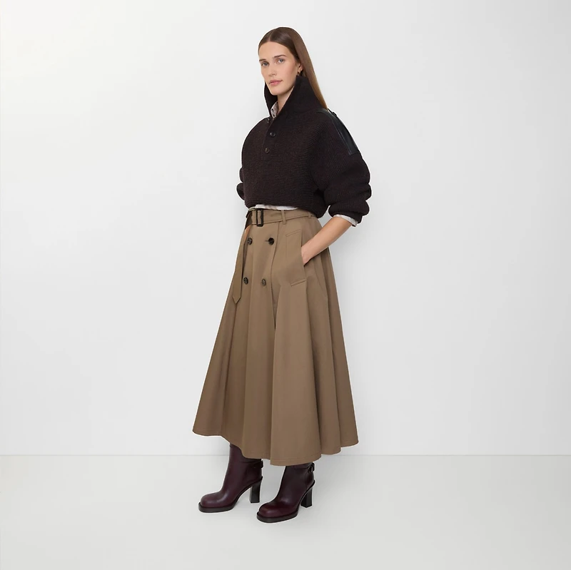 Gabardine Trench Midi Skirt in Clay brown - Women | Burberry® Official