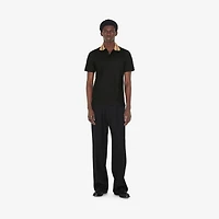 Check Collar Cotton Polo Shirt in