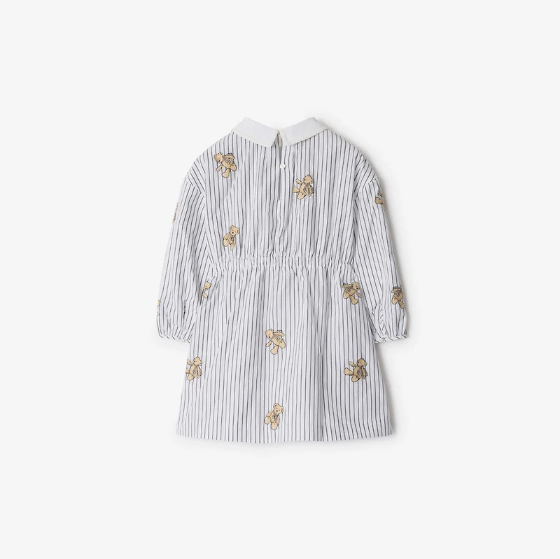 Thomas Bear Striped Cotton Dress in Black/white | Burberry® Official