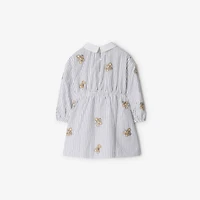 Thomas Bear Striped Cotton Dress in Black/white | Burberry® Official
