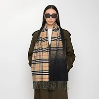 Gradient Check Cashmere Scarf in Sand beige | Burberry® Official