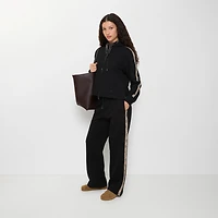 Check Trim Cotton Track Pants in Black - Women | Burberry® Official