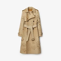 Long Cutout Daisy Suede Trench Coat in Tan - Women | Burberry® Official