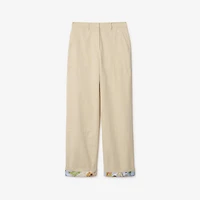 Highgrove Turn-up Cotton Trousers in Nutmeg - Women | Burberry® Official