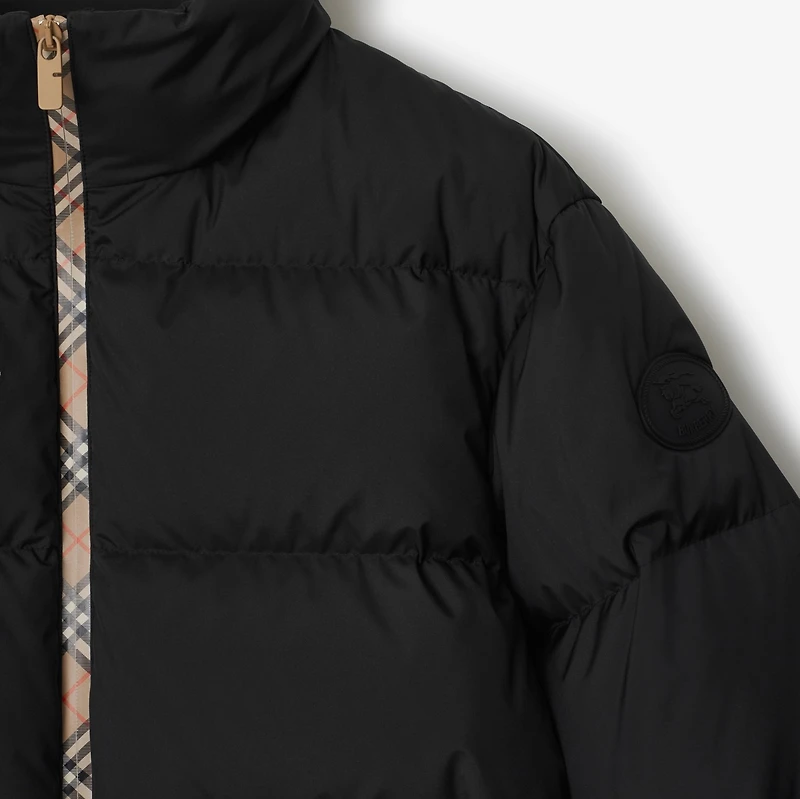 Checker-tape Snowdon Puffer Jacket in Black - Men | Burberry® Official