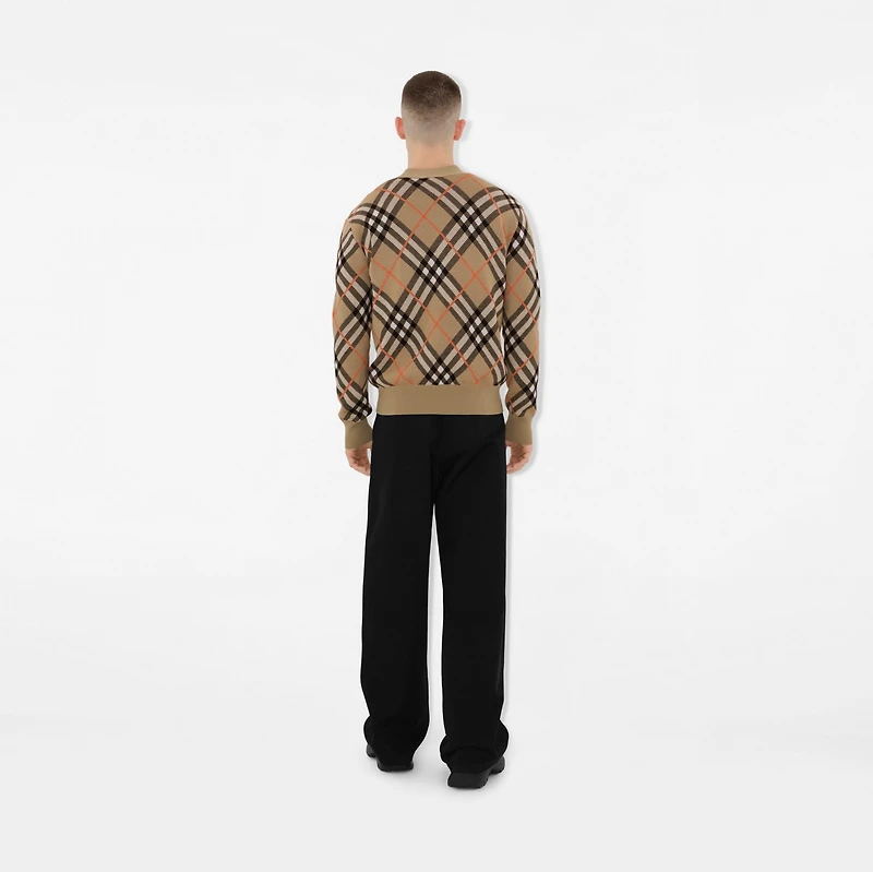 Check Wool Mohair Blend Cardigan in Sand - Men | Burberry® Official