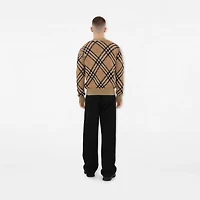 Check Wool Mohair Blend Cardigan in Sand - Men | Burberry® Official