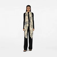 Wide Check Wool Scarf in Stone | Burberry® Official
