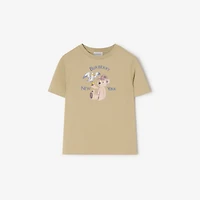 New York Bear Cotton T-shirt in Hunter beige | Burberry® Official