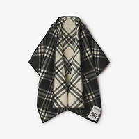 Reversible Check Wool Cape in Black/ecru | Burberry® Official