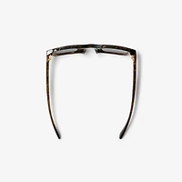 Embossed Check Square Sunglasses in Tortoiseshell - Men | Burberry® Official