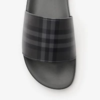 Check Slides in Lead grey - Men | Burberry® Official