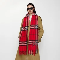 Wide Cross Stitch EKD Check Cashmere Scarf in Post red | Burberry® Official