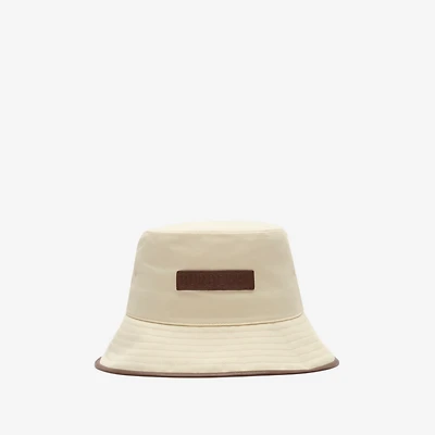 Logo Gabardine Bucket Hat in Calico beige - Men | Burberry® Official