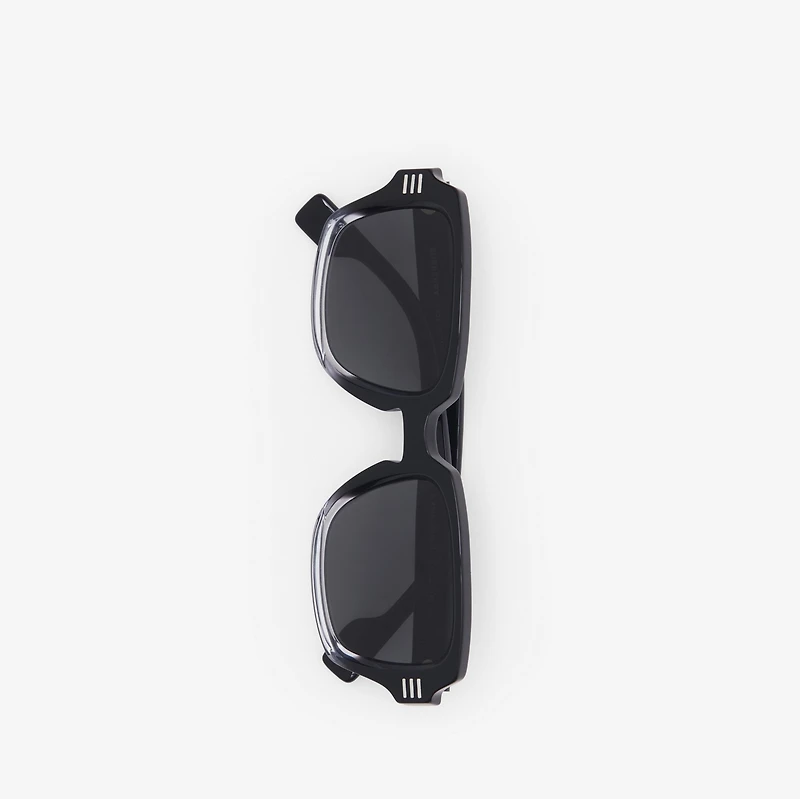 Logo Detail Rectangular Frame Sunglasses in Black/transparent - Men | Burberry® Official